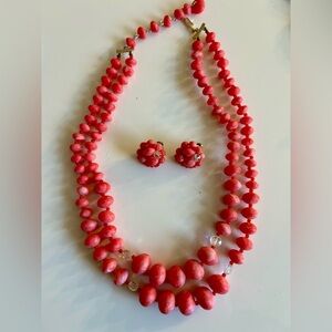 MINT marked JAPAN beaded vintage necklace and earrings set
